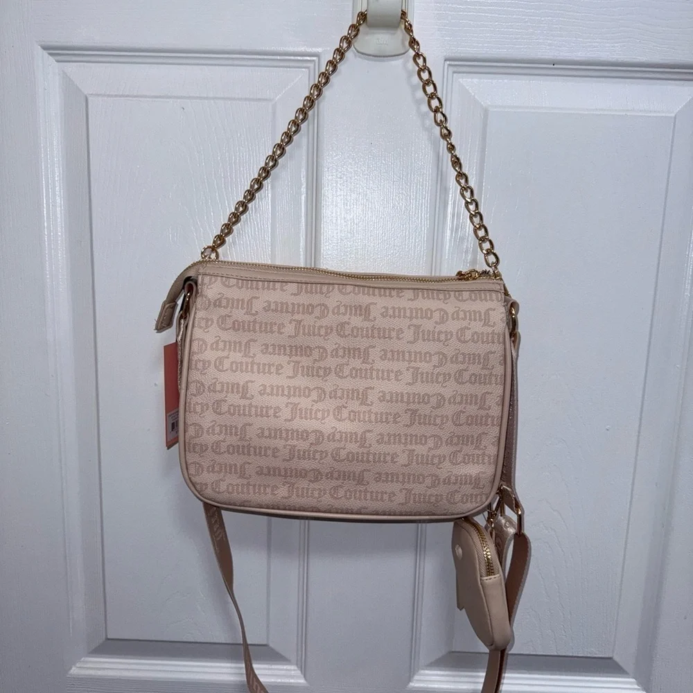 NWT Juicy Couture State Of My Heart Crossbody Bag & Pouch in Sandstone